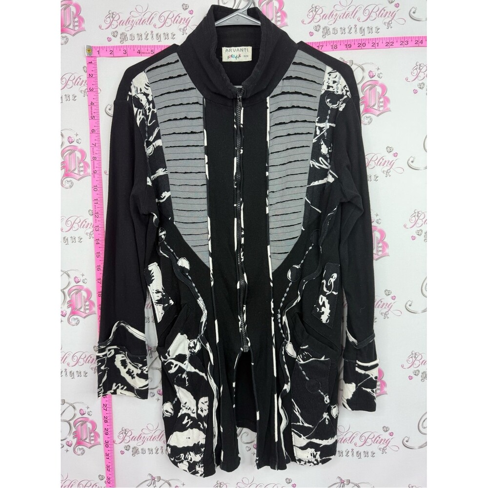 Avanti sweater Black and Gray Zip-Front Hoodie Jacket